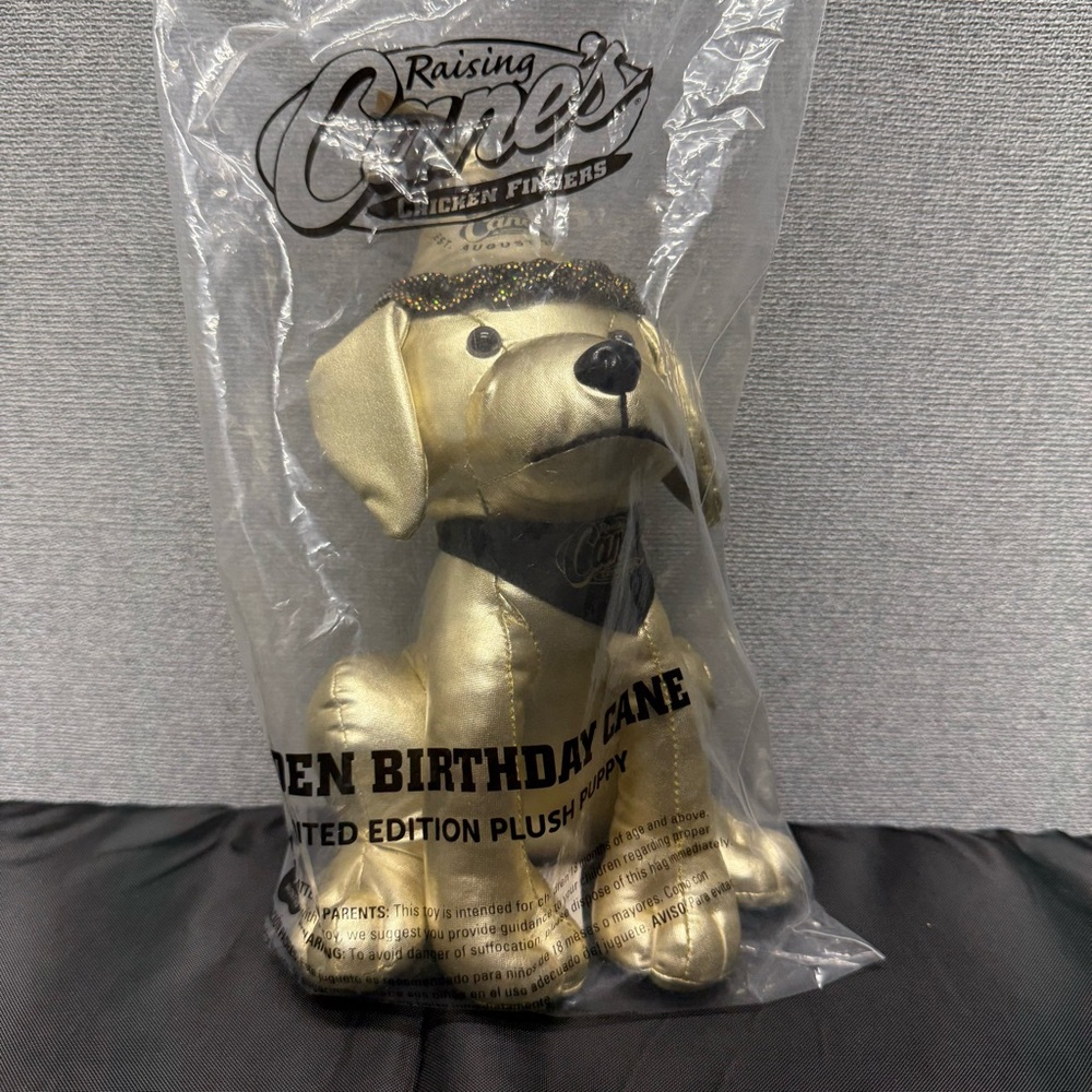 Raising Cane's 2024 Gold Puppy Plush • 28th Birthday